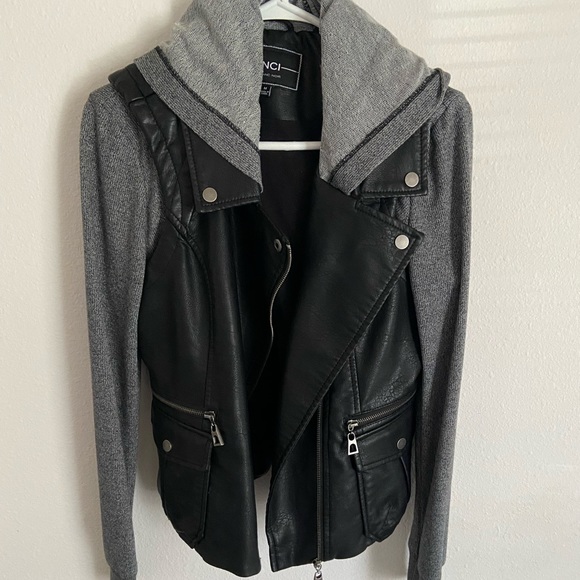 blanc noir Jackets & Blazers - Cute faux leather sweatshirt jacket